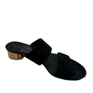 Ferragamo Gold Heel Sandals, Size 37.5